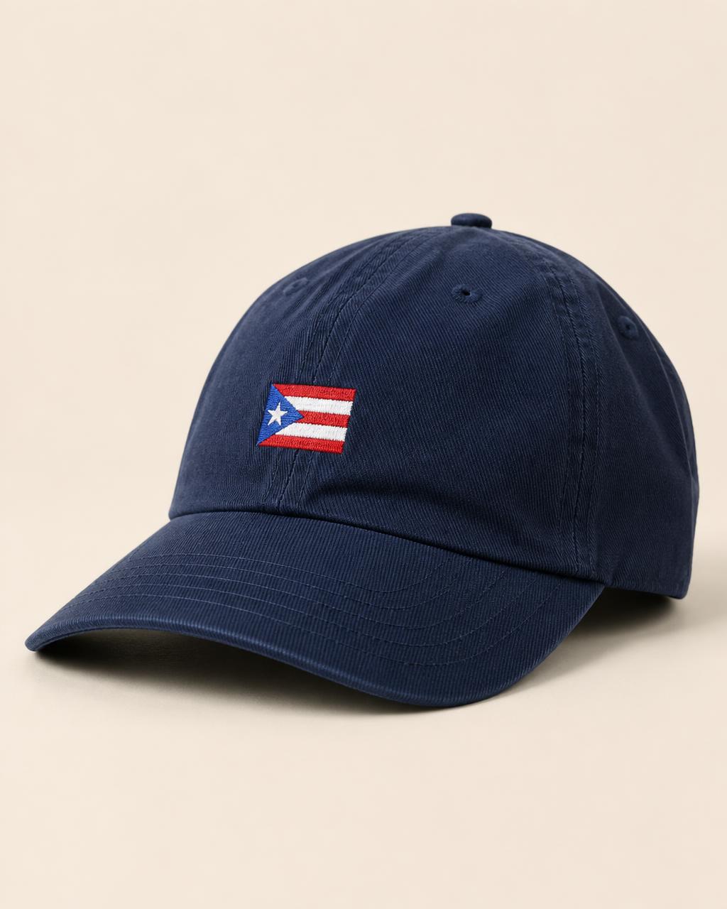 Puerto Rican flag embroidered Isla Isla cap in navy